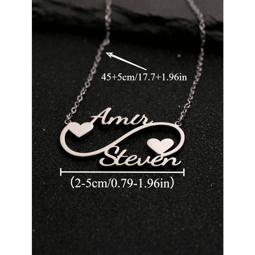 Custom Double Name Infinity Necklace Pendant — Personalized Stainless Steel Gift
